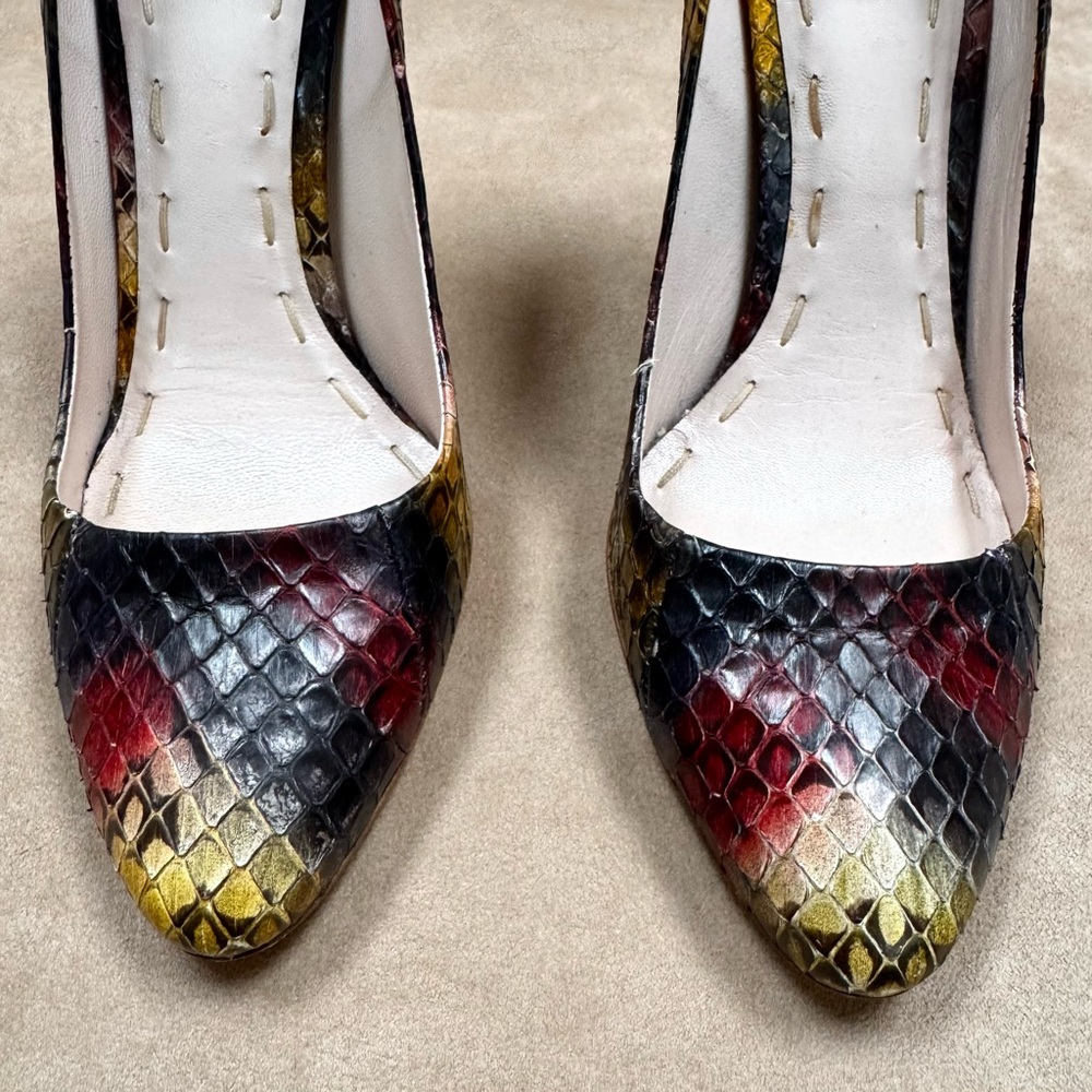 Miu Miu Whips Graffiti Snakeskin Ombre Multicolor Heels Calzature Donna 38.5 Box - Picture 8 of 15